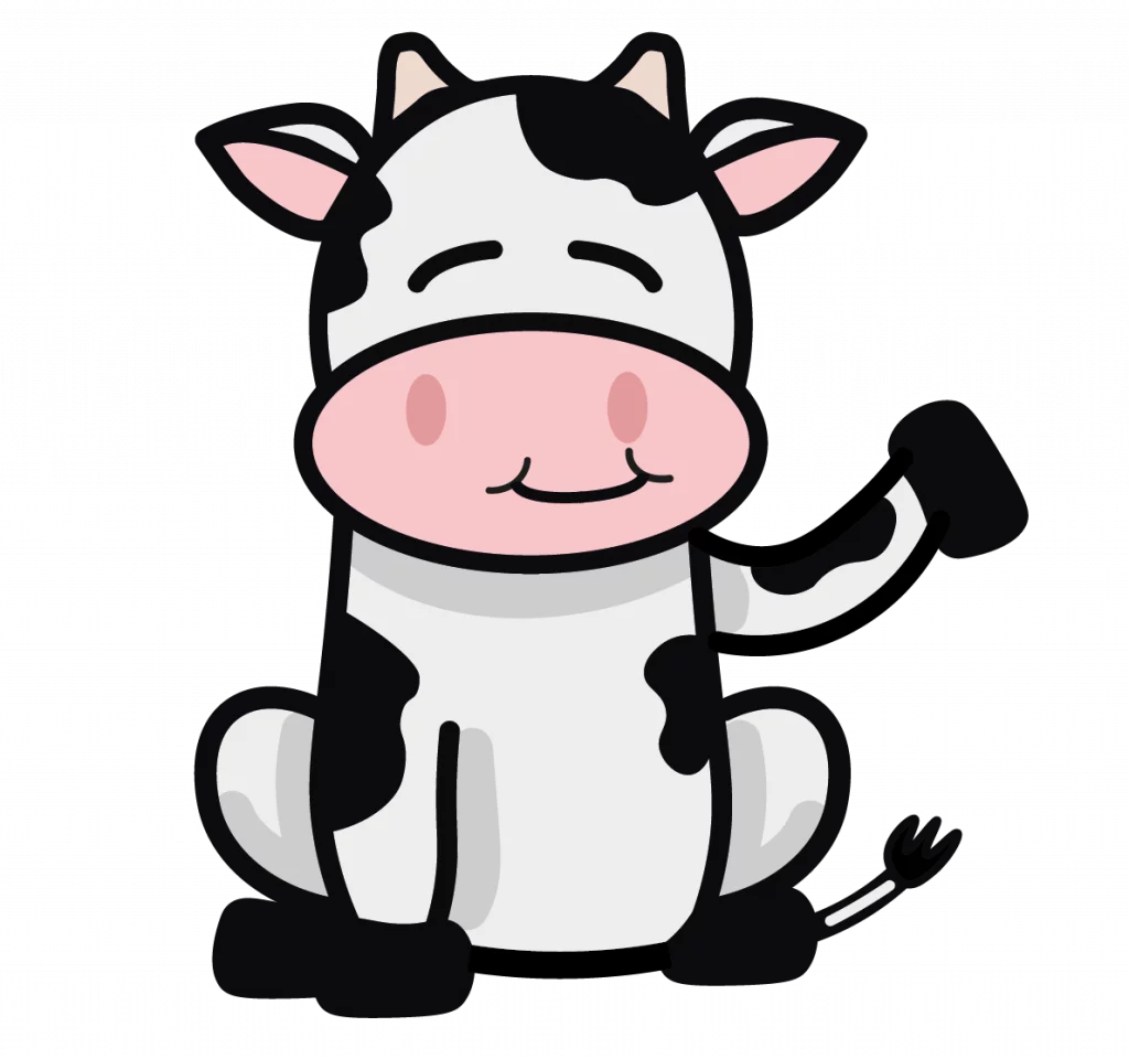 Nonimal Kuh zeigt auf Beschreibung zu veganen Döner Fleischersatz